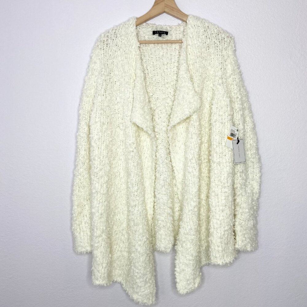 1. State Antique White Golden Hour Drape Front Cardigan NWT Womens Size Small - Picture 2 of 7